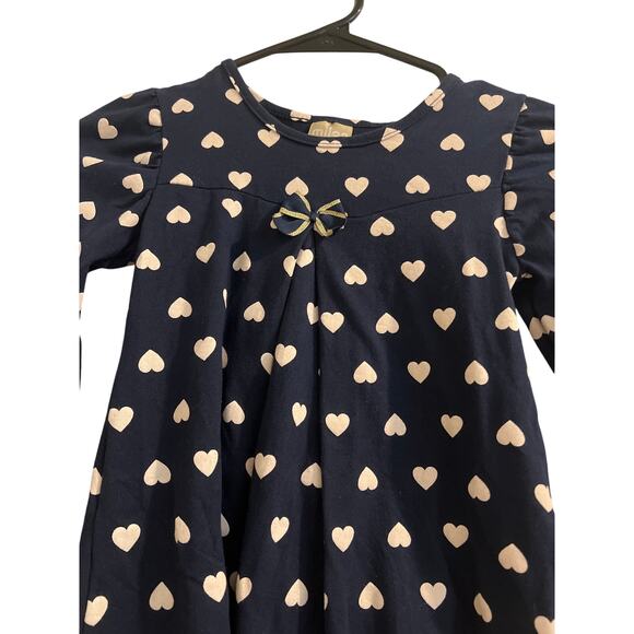 Milon Size 6 navy long sleeve girls dress with hearts - Picture 2 of 5